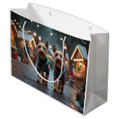 Wire Fox Terrier Dogs Christmas Snow Holiday Große Geschenktüte (Rückseite Schrägansicht)