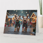 Wire Fox Terrier Dogs Weihnachtsschneeurlaub Karte (Vorderseite)