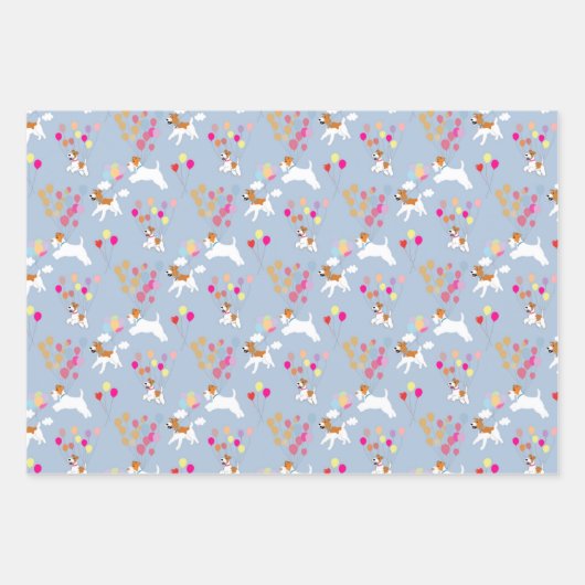 Wire Fox Terrier feiert Wrapping Papers Geschenkpapier Set (Vorderseite)