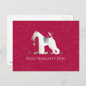 Wire Fox Terrier Feliz Naughty Dog Weihnachten (Vorne/Hinten)