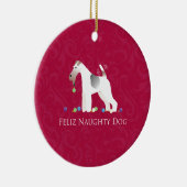 Wire Fox Terrier Feliz Naughty Dog Weihnachten Keramikornament (Rechts)