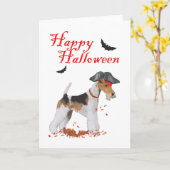 Wire Fox Terrier Halloween Karte (Gelbe Blume)