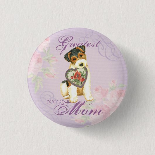 Wire Fox Terrier Heart Mama Button (Vorderseite)