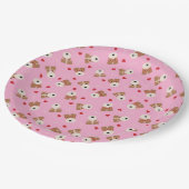 Wire Fox Terrier Hund Herz Brille Muster Pink Pappteller (Schrägansicht)