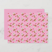 Wire Fox Terrier Hund Herz Brille Muster Pink Postkarte (Vorne/Hinten)