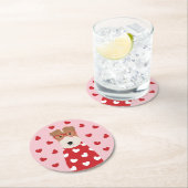 Wire Fox Terrier Hund Herz Brille Rosa Runder Pappuntersetzer (Vor Ort)