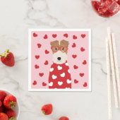 Wire Fox Terrier Hund Herz Brille Rosa Serviette (Beispiel)