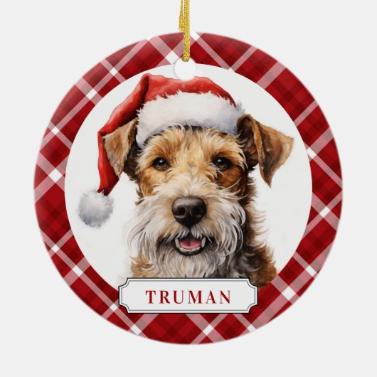 Wire Fox Terrier Hund Keramik Circle Ornament (Hinten)