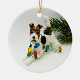 Wire Fox Terrier Hund Keramik Ornament