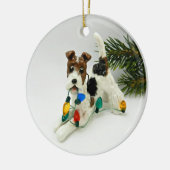 Wire Fox Terrier Hund Keramik Ornament (Links)