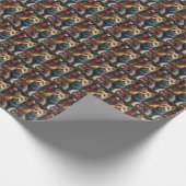 Wire Fox Terrier Hund mit Weihnachtsgeschenk Kamin Geschenkpapier (Ecke)