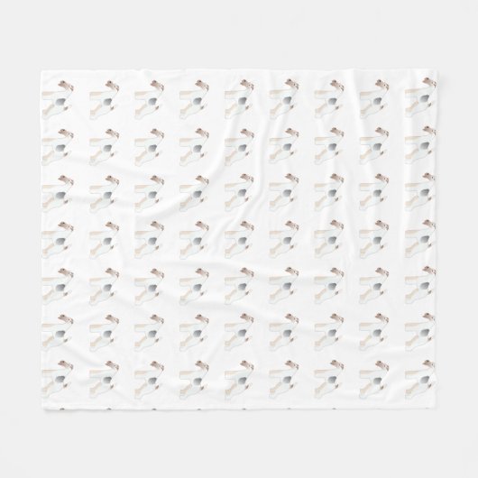 Wire Fox Terrier Hund Rasse Illustration Silhouett Fleecedecke (Vorderseite (Horizontal))