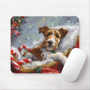 Wire Fox Terrier Hund Weihnachten Festlich Mousepad
