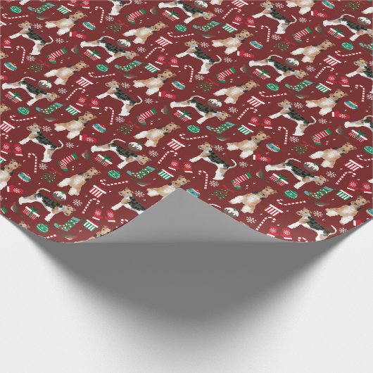 Wire Fox Terrier Hund Weihnachten Geschenkpapier (Ecke)