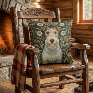 Wire Fox Terrier im floralen Stil von William Morr Kissen