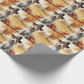 Wire Fox Terrier im Herbst hinterlässt Erntedank K Geschenkpapier (Ecke)