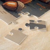 Wire Fox Terrier im Herbst hinterlässt Erntedank K Puzzle (Seite)