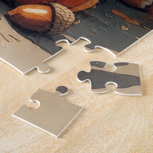 Wire Fox Terrier im Herbst hinterlässt Erntedank K Puzzle (Seite)