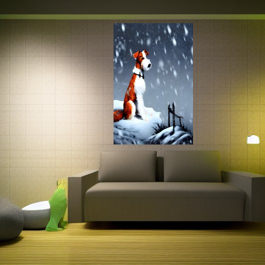 Wire Fox Terrier im Schnee | AI Art Poster