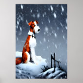 Wire Fox Terrier im Schnee | AI Art Poster (Vorne)