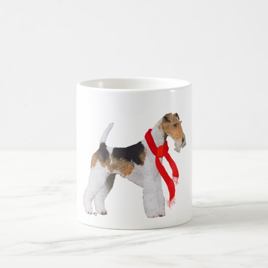 Wire Fox Terrier in einem Scarf Kaffeetasse (Mittel)