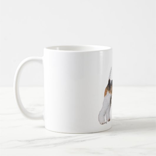 Wire Fox Terrier in einem Scarf Kaffeetasse (Links)