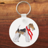 Wire Fox Terrier in einem Scarf Schlüsselanhänger (Vorderseite)