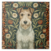 Wire Fox Terrier in William Morris Floral Style Fliese (Vorderseite)