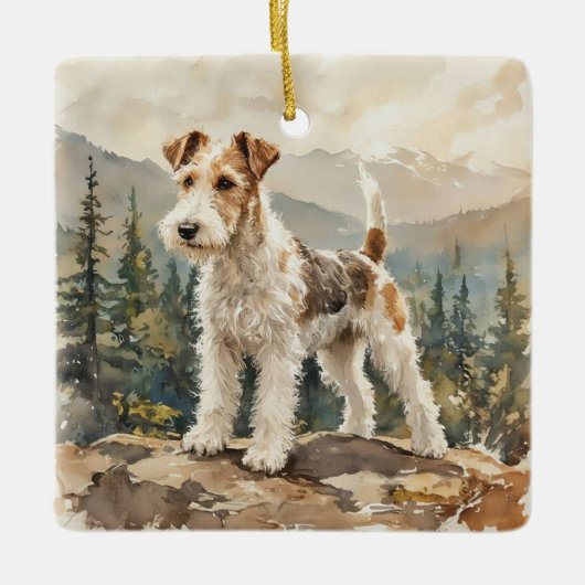 Wire Fox Terrier Keramikornament (Vorderseite)