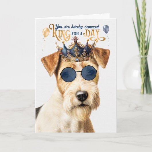 Wire Fox Terrier King for Day Funny Birthday Karte (Vorderseite)