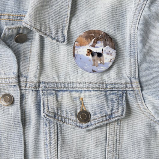 Wire Fox Terrier lässt es Weihnachten schnee Button (Beispiel)