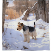 Wire Fox Terrier lässt es Weihnachten schnee Duschvorhang (Vorderseite)