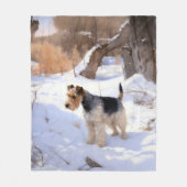 Wire Fox Terrier lässt es Weihnachten schnee Fleecedecke (Vorderseite)