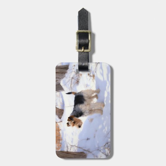 Wire Fox Terrier lässt es Weihnachten schnee Gepäckanhänger (Vorderseite vertikal)