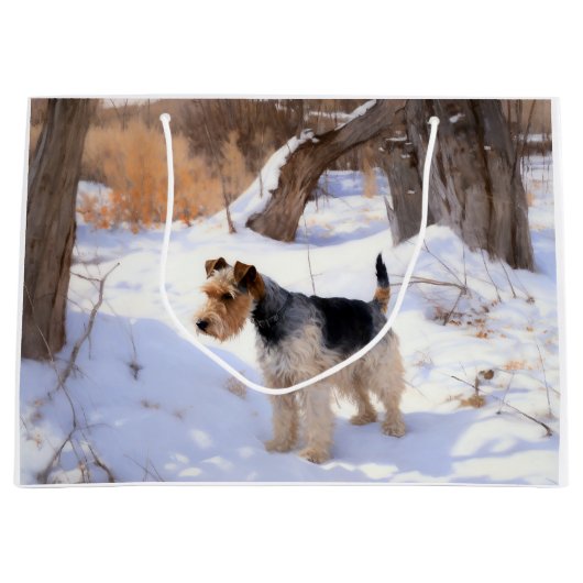 Wire Fox Terrier lässt es Weihnachten schnee Große Geschenktüte (Vorderseite)
