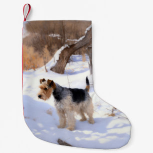 Wire Fox Terrier lässt es Weihnachten schnee Kleiner Weihnachtsstrumpf