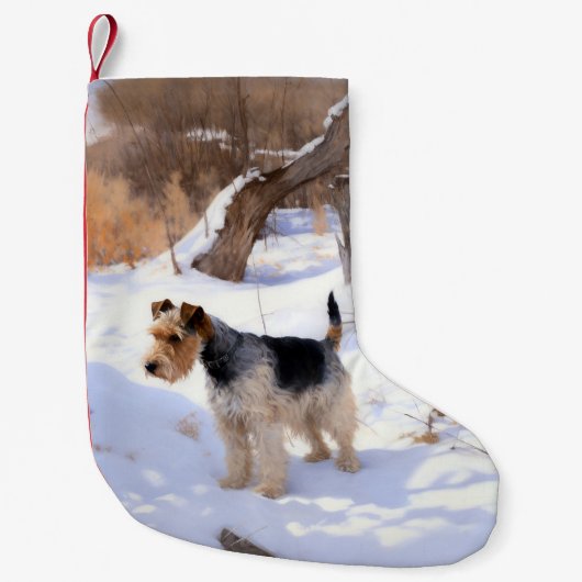 Wire Fox Terrier lässt es Weihnachten schnee Kleiner Weihnachtsstrumpf (Vorderseite)