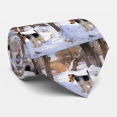 Wire Fox Terrier lässt es Weihnachten schnee Krawatte (Gerollt)