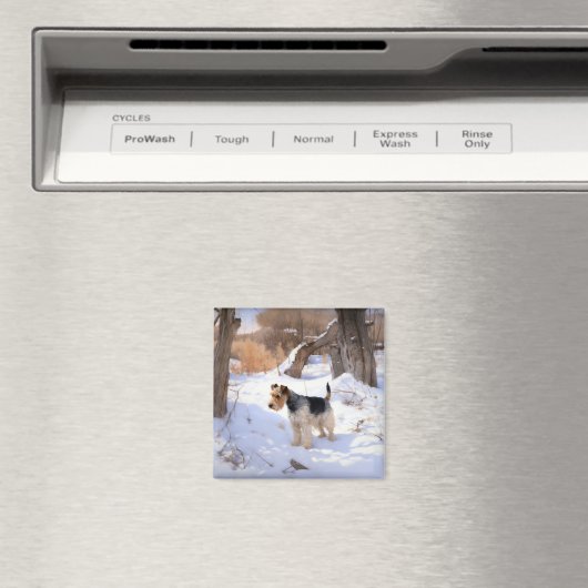 Wire Fox Terrier lässt es Weihnachten schnee Magnet (In Situ (Geschirrspüler))