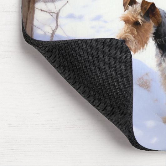 Wire Fox Terrier lässt es Weihnachten schnee Mousepad (Ecke)