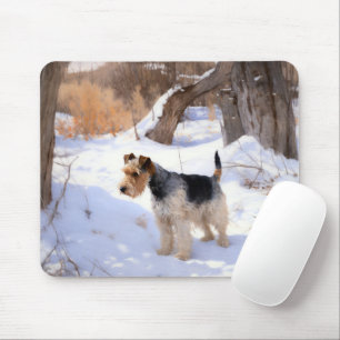 Wire Fox Terrier lässt es Weihnachten schnee Mousepad