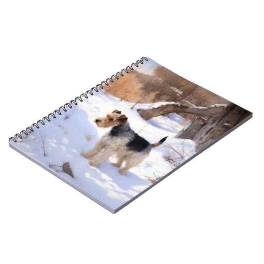 Wire Fox Terrier lässt es Weihnachten schnee Notizblock (Linke Seite)