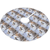 Wire Fox Terrier lässt es Weihnachten schnee Polyester Weihnachtsbaumdecke (Schrägansicht)