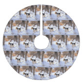 Wire Fox Terrier lässt es Weihnachten schnee Polyester Weihnachtsbaumdecke (Vorderseite)