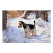 Wire Fox Terrier lässt es Weihnachten schnee Poster (Vorderseite)