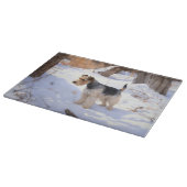 Wire Fox Terrier lässt es Weihnachten schnee Schneidebrett (Ecke)