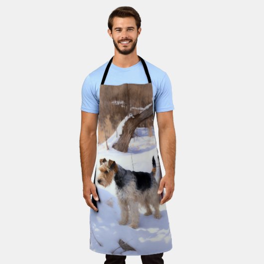 Wire Fox Terrier lässt es Weihnachten schnee Schürze (Getragen)