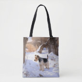 Wire Fox Terrier lässt es Weihnachten schnee Tasche (Vorderseite)