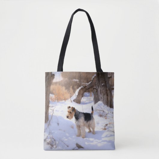 Wire Fox Terrier lässt es Weihnachten schnee Tasche (Vorderseite)