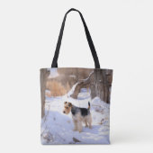 Wire Fox Terrier lässt es Weihnachten schnee Tasche (Rückseite)